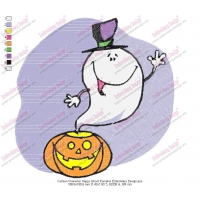 Cartoon Character Happy Ghost Pumpkin Embroidery Design